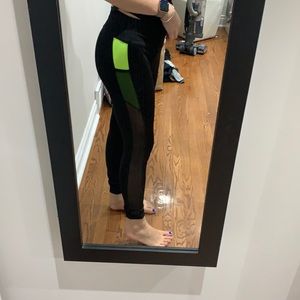 Black and neon mesh leggings
